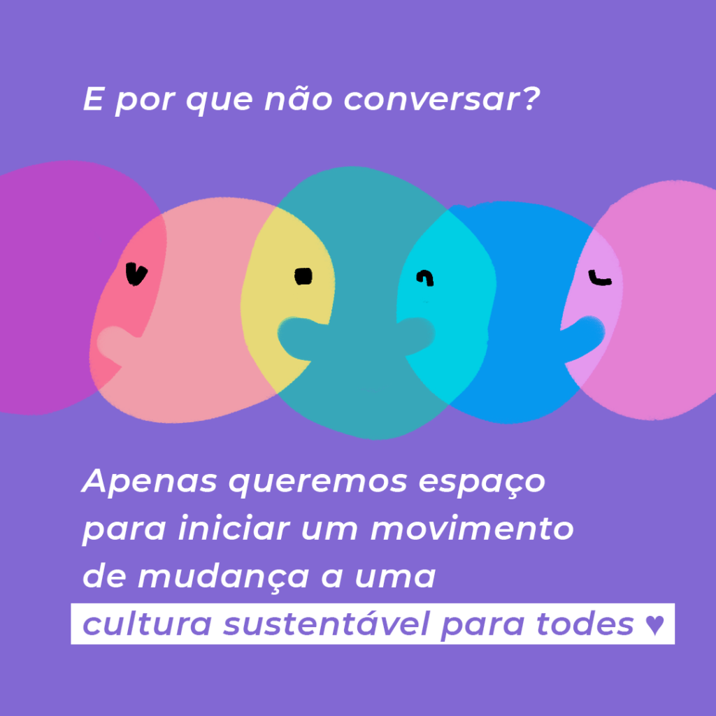 imagem com fundo roxo de várias caras coloridas interseccionadas dialogando, representando que o diálogo pode somar às pessoas
